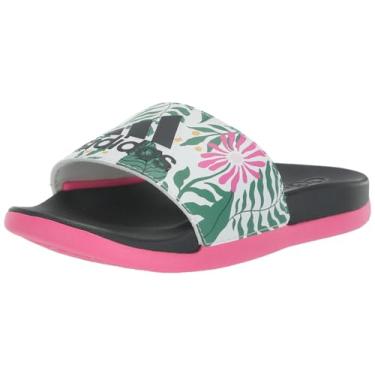 Imagem de adidas Sandália feminina confortável C Slide, Carbono/Off White/Rosa lúcido, 2 Little Kid