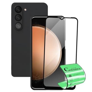 Imagem de Capinha Aveludada Para Galaxy S23 Plus Capa Preta Proteção Câmera + Película Cerâmica Nanogel Anti Impacto