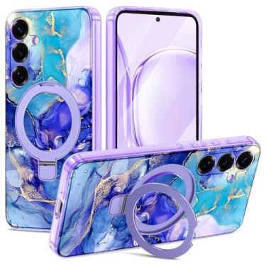 Imagem de Casehas Capa para Samsung Galaxy S25, [suporte magnético invisível] [compatível com MagSafe] [proteção contra quedas de grau militar] Capa protetora traseira fina e brilhante à prova de choque, roxo