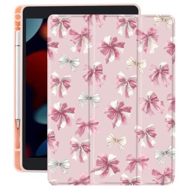 Imagem de CozyNestCY Capa para iPad de 10,9 polegadas 10,9 polegadas rosa laço de menina capa estética para iPad capa elegante transparente traseira fofa adorável capa de fita auto hibernar/despertar à prova de