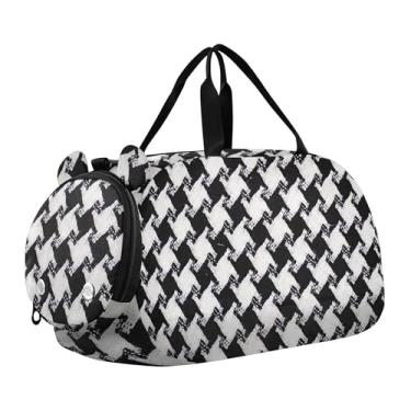Imagem de Bolsa de viagem para meninos, bolsa de viagem para meninas, bolsa de viagem para academia, mochila infantil, Bold Houndstooth preto e branco, Clássico