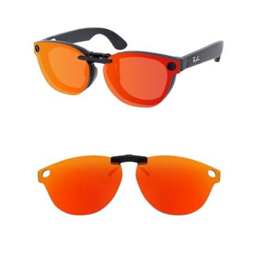Imagem de HILEEN Clip-on polarizado para óculos de sol Ray-Ban Meta Headliner RW4009 e Gen 2 RW4013 50 mm - Vermelho fogo