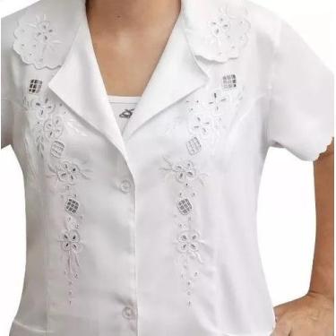 Imagem de Jaleco avental Feminino Branco Bordado Tecido Microfibra 978 gabardine