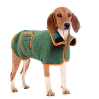 Imagem de Toalha de banho para cães totalmente embrulhada e seca, simples e prática, macia e amiga da pele, com forte absorção de água (cor: amarelo, tamanho: médio) (verde grande)