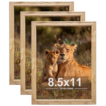 Imagem de TKYGU Conjunto de 3 porta-retratos de 21,6 x 28 cm, pôster de certificado e foto para pendurar na parede ou mesa, moldura de madeira estilo moderno de 21,5 x 28 cm com acrílico resistente a