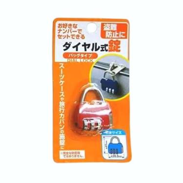 Imagem de Trava de combinação horizontal de 35 mm – tipo botão, trava de bagagem de liga de zinco vermelha com botão de reinicialização, cadeado durável de 3 mostradores para mala, mochila, armário de academia