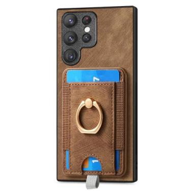 Imagem de Capa de couro para Samsung Galaxy S25 Ultra/S25 Plus/S25, compartimento para cartão com anel capa fina removível capa de telefone com sucção magnética