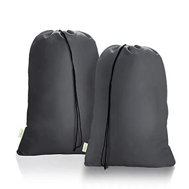 Imagem de OTraki Pacote com 2 sacos de lavanderia extragrande 71 x 113 cm com cordão para cesto de roupa suja bolsa de armazenamento GG organizador de roupas sujas saco de lavanderia resistente para casa
