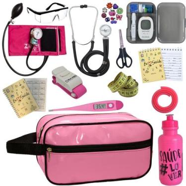 Imagem de Kit de Enfermagem Aparelho de Pressao Estetoscopio Necessaire Medidor 