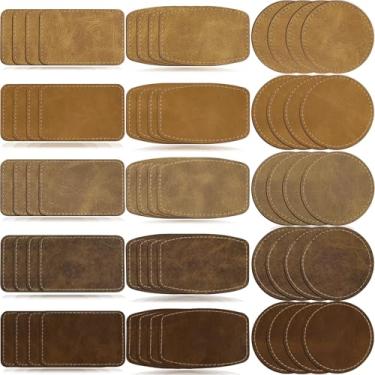 Imagem de iFForce 60 peças de adesivos em branco para gravação a laser e passar a ferro | Remendos de reparo de couro PU | cáqui e marrom, 5 cores, 3 formas | chapéus, jeans, mochilas, bolsas, jaquetas | DIY