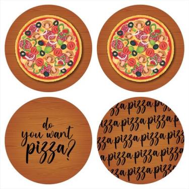 Imagem de Kit 4 Porta Copos Pizza Mesa Restaurante Descanso De Copo - JM CASA