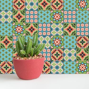 Imagem de Adesivo de Azulejo Verde Cacto 15x15 cm com 36un - Quartinhos