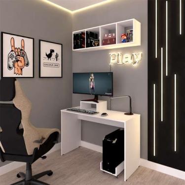 Imagem de Escrivaninha com Nicho e 2 Suportes Buzy Branca - Bramov