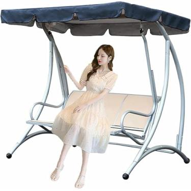 Imagem de Capa de substituição para balanço de jardim, cobertura superior impermeável e resistente aos raios UV para balanço de pátio de 2 ou 3 lugares, tecido Oxford 210D para cobertura de balanço externo~/