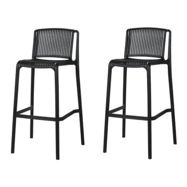 Imagem de Kit 2 Banquetas Empilhável Floripa Fratini 100 cm (Altura) em Polipropileno Cor Preto