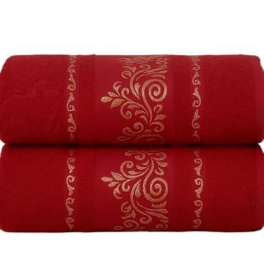 Imagem de Kit 2 Toalhas de Banho Gigante Premium 100% Algodão Macias, Felpudas, Super Absorventes para Banho, Piscina, Ideal para Família e Adultos(Kit 2Toalhas-Bordô)