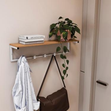 Imagem de Cabideiro De Parede Kappesberg Canela/branco 69,5cm