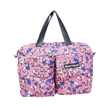 Imagem de Bolsa Dobrável De Viagem 2 Em 1 Florido Rosa Mickey Mouse