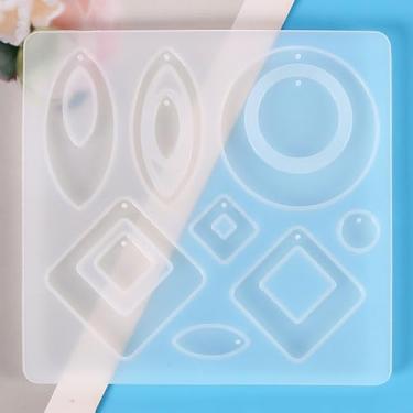 Imagem de Conjunto de moldes de brinco de silicone, design de gotejamento de cristal, resina epóxi UV, molde antiaderente flexível para brincos, pingentes, projetos de artesanato, branco