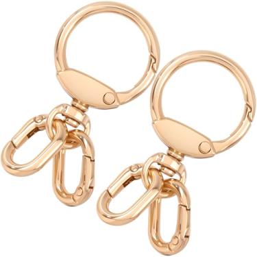 Imagem de Winsyison 2 peças de clipes de chaveiro de abertura dupla, clipes de mosquetão giratórios de liga de zinco para cordões faça-você-mesmo artesanato, ganchos de pressão de mola fecho de chaveiro com 2