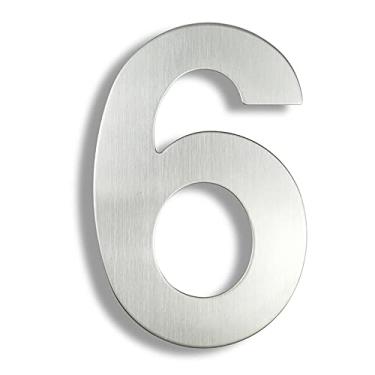 Imagem de HASWARE Aço inoxidável 304 moderno número de casa revestimento em pó elegante porta alfabeto placa rua decoração de casa (15, 30 cm prata)