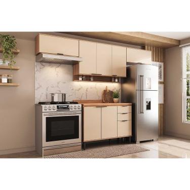 Imagem de Kit de Cozinha Completa 4 Peças Alpha (3Aéreos+1Balcão) C4P181 Freijo/Off White - Carraro