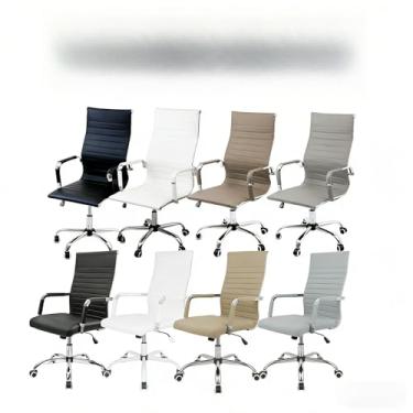 Imagem de Cadeira Presidente de Escritório Ergonômica Esteirinha Couro PU Sintético - Giratória e Ajustável, Ideal para Trabalho Prolongado e Relaxamento(Preto,626H)