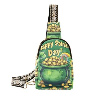 Imagem de CEBUGI Bolsa tiracolo feminina com fundo de dia de São Patrício, bolsa tiracolo de couro, para trilhas, viagens ao ar livre