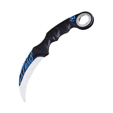 Imagem de Faca Karambit Garra Dourada Dragão Azul Artesanato Em Metal Ornamento 