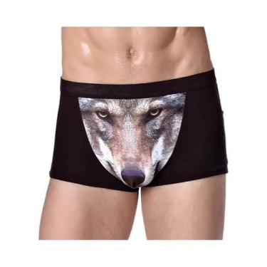 Imagem de Cuecas Boxer Masculinas De Modal Com Estampa 3D De Lobo De Desenho Ani