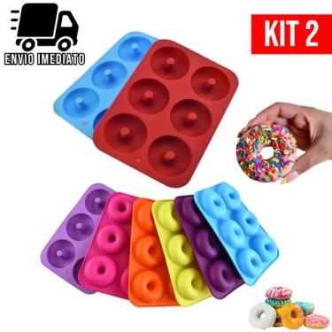 Imagem de Kit 2 Forma de Donuts e Rosquinhas Doces Silicone Antiaderente para Co