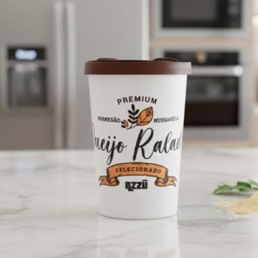 Imagem de Porta Queijo Ralado Pote Hermético Branco Tampa Marrom C6221 - Azzú
