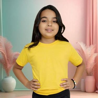 Imagem de Camiseta Infantil Amarela Algodão Camisa Lisa Menina Menino - Mb Sport