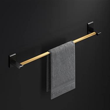 Imagem de HHHJQFAAT Toalheiro de alta qualidade dourado preto, prateleira dobrável para banheiro, barra de toalha, suporte de papel higiênico, ganchos de roupão, kit de acessórios de banheiro banheiro (cor