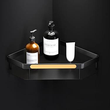 Imagem de HHHJQFAAT Toalheiro de alta qualidade dourado preto, prateleira dobrável para banheiro, barra de toalha, suporte de papel higiênico, ganchos de roupão, kit de acessórios de banheiro banheiro (cor