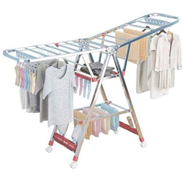 Imagem de 3FLQOOPP Secador de ar de roupas elétrico aquecido – Arejador de roupas de aço inoxidável, asa de gaivota e dobrável para fácil armazenamento, à prova de ferrugem para uso interno e externo, prata