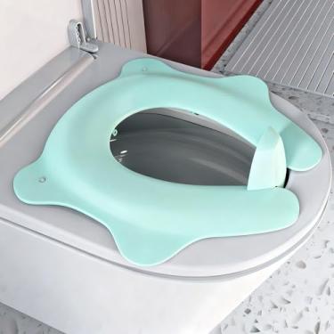 Imagem de Capa de assento de vaso sanitário dobrável e portátil, SKYROKU para meninos e meninas, antiderrapante com proteção contra respingos e 2 ventosas, bolsa de transporte incluída (azul)