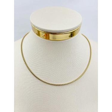 Imagem de Colar Veneziana em Aço Inox Dourado - 40cm com Extensora - 1 Unidade A