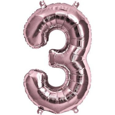 Imagem de Balao metalizado 40cm rose gold numero 3 - PB Festas