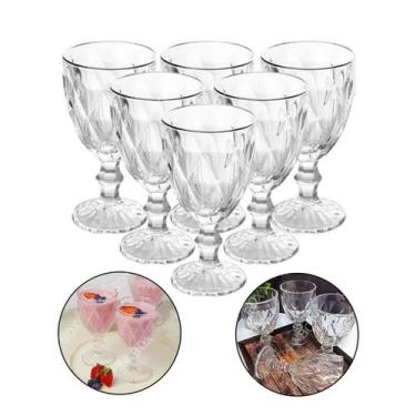 Imagem de Jogo Taças de Vidro Diamante 340Ml 6 Unidades - Vidro Bebidas Suco Dec
