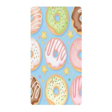 Imagem de Blueangle Lençol de berço padrão para berço infantil - Lençóis de algodão macio e respirável com rosquinhas coloridas (462)