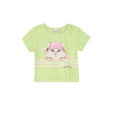 Imagem de Blusa cropped neon infantil menina de gatinho Brandili Verde-Feminino