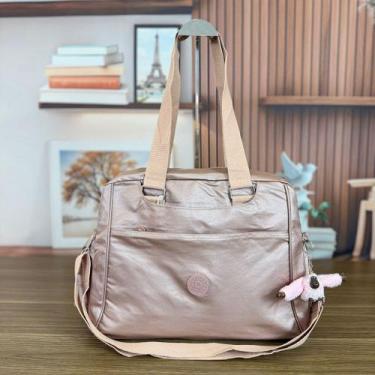 Imagem de Bolsa Mala de Mão Feminina Grande Metalizada com Alça Viagem Academia 