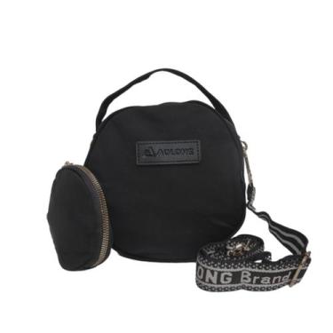 Imagem de Bolsa feminina transversal  redonda mais porta moeda - Ao Long, Preto,