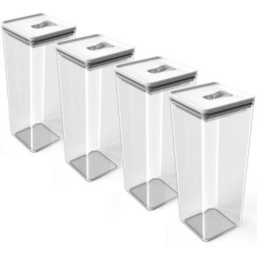 Imagem de Kit Pote Mantimento Hermético 4 Peças de 2,5L Organizador Cozinha Disp