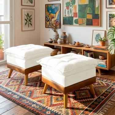 Imagem de Puff Banqueta Almofadado Kit 2 Londres Apoio para Pés material sintéti