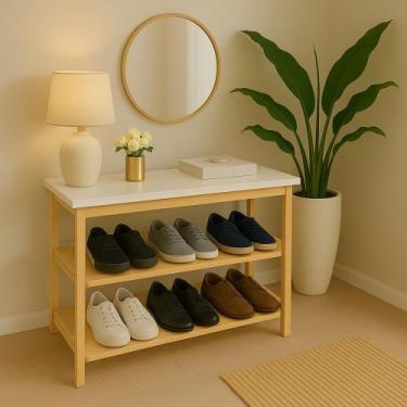 Imagem de Sapateira Para Hall de Entrada Casa e Apto Branca Porta Tênis Sapatos 