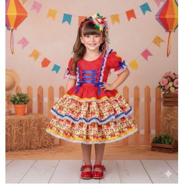 Imagem de Vestido Bella Child Junino Forró Junino Vermelho - Tecido Tecno Sporti