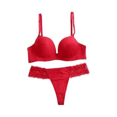 Imagem de Conjunto De Lingerie Sexy Feminina Em Renda Com Alças Ajustáveis E Sut
