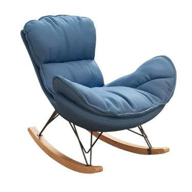 Imagem de Cadeira de balanço estofada moderna para berçário - Cadeira confortável de meados do século, poltrona reclinável de couro sintético para mães, balancim interno elegante para quarto do bebê